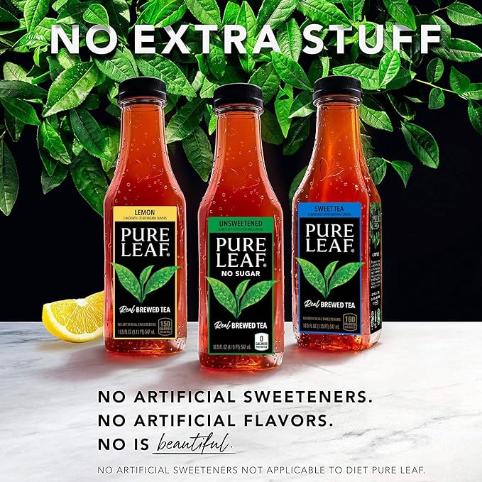 Pure Leaf Iced Tea, Raspberry, Real Brewed Tea, 18.5 Fl Oz Bottles (Pack of 12)