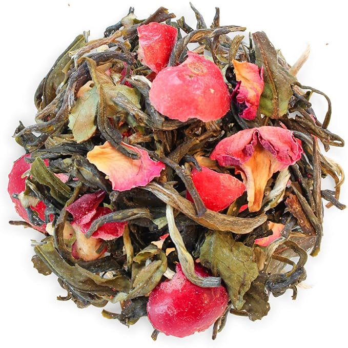 Teabloom White Pomegranate Loose Leaf Tea, Distinctive and Delicate White Tea, Certified Kosher, Fresh Whole Leaf Tea in Reusable Gift Canister, 2.82 oz/80 g Canister Makes 35-50 Cups