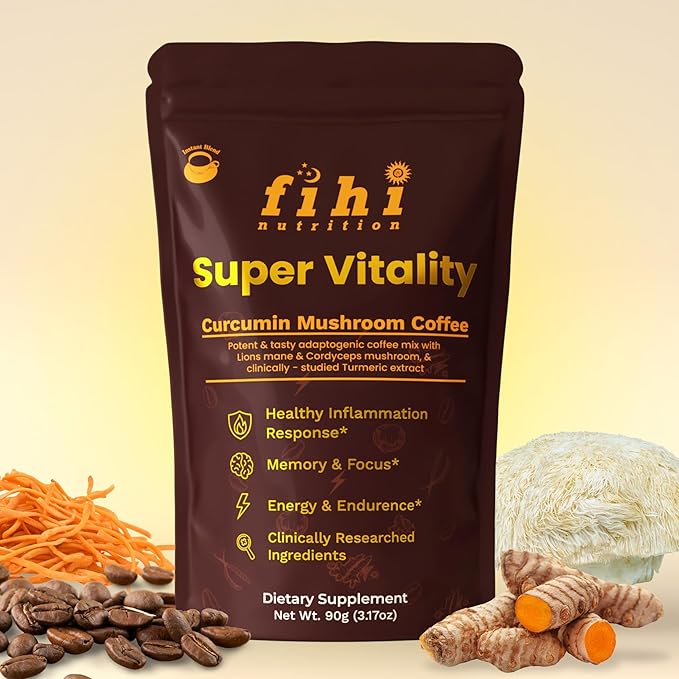 Super Vitality – Anti-Inflammation, Energy, Focus & Stamina | Clinically Studied Superfood Latte Powder | Clean, Effective, Made in California