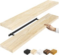 Sorbus Wood Floating Shelves for Wall - 35” Solid Wood Shelves for Bathroom Decor, Books, Bedroom & Living Room - Set of 2 Natural Wall Mounted Kitchen Shelves - Durable Solid Pine