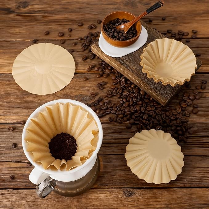 Segarty Unbleached Paper Disposable Coffee Filters, 50 Count Size 1-2 Cup Natural Basket Paper Pour Over Maker Basket Dripper for Home and Office, Small Coffee Bar Accessories for Most Brewer Machines