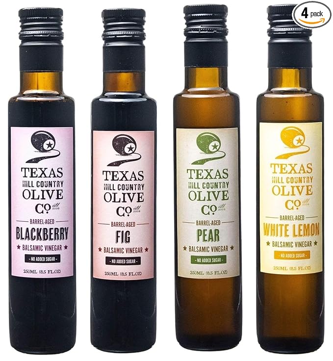 Balsamic Vinegar Combo Gift Set 4 Pack (250ml Each): Blackberry, Fig, Pear, White Lemon