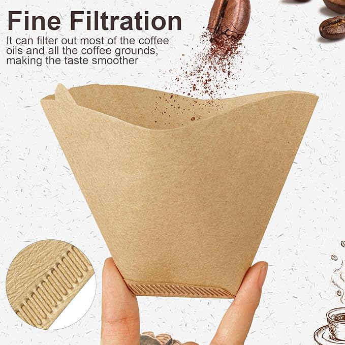 100Pcs Coffee Filters #4, Unbleached Natural Coffee Filters 8-12 Cup, Disposable Coffee Filters, 4 Cone Paper Compatible with Ninja Coffee Maker, Pour Over and Drip Coffee Maker