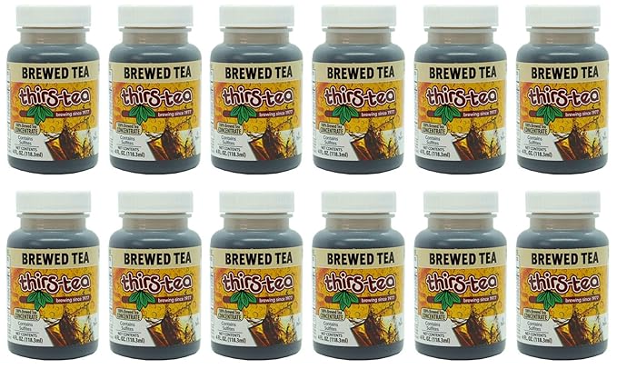 Thirs-Tea Brewed Tea | 4oz Bottle | Unsweetened | 3gal Yield | Caffeine Free