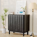 Wave Fluted Buffet Cabinet,30'' Tall Sideboard Storage with 2 Doors & Adjustable Shelves for Dinning Room, Kitchen, Living Room,Coffee Bar (29''W-Black)