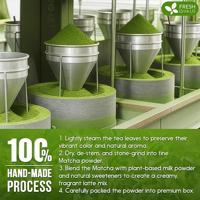 FreshDrinkUS, Matcha Latte Powder 16 oz – Premium Japanese-Style Blend for Smooth, Creamy Matcha Drinks – Perfect for Lattes, Baking, Smoothies & Daily Enjoyment. Vegan