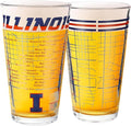 Greenline Goods – Illinois College Pint Beer Glasses (Set of 2), 16 oz – Full‑Color Logo + Campus Map
