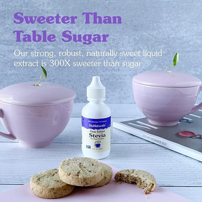 NuNaturals Clear Extract Stevia, Plant-Based Sweetener, Plastic Bottle, 2 oz