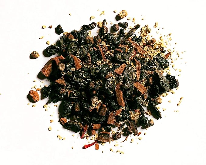 FIRE TEAS Sweet Hot Tea - Energy - Gunpowder Green Tea, Cinnamon, Saffron, Ginger, Cardamom, Delicious, Coffee Alternative, Mild & Spicy - Multiple Brews