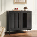 JOMEED Buffet Sideboard Cabinet with Louvered Doors & Adjustable Shelf, Wood Storage Cabinet for Kitchen, Dining Room, Living Room, Entryway Black