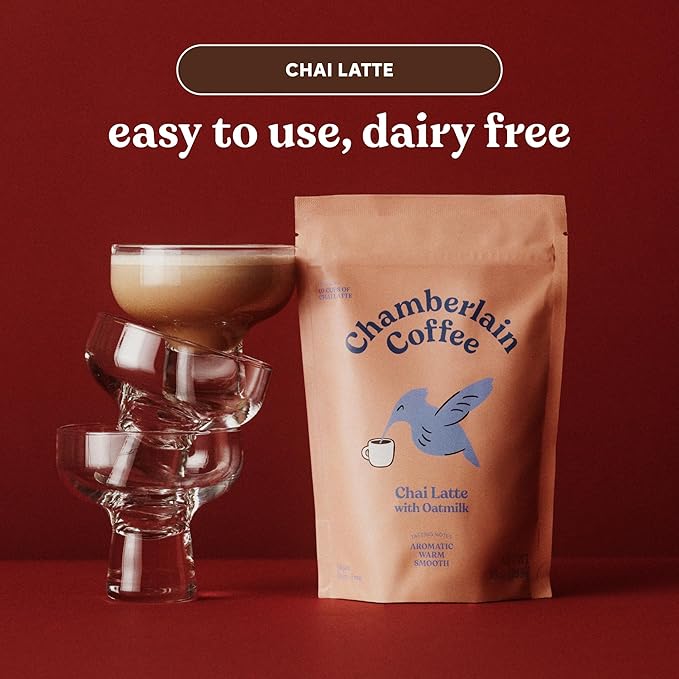 Chamberlain Coffee Gentle Hummingbird Chai Mix - Warm, Aromatic Vegan Chai with Oat Milk, Vanilla & Spices - Hot or Iced Instant Chai Latte - 10oz - 10 Servings