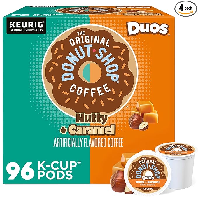 The Original Donut Shop Duos Nutty + Caramel Keurig Single-Serve K-Cup Pods, Medium Roast Coffee, 96 Count