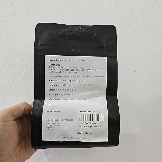 TFATHER – Soursop Fruit Tea Bags with dipping String – Soursop Fruit Fatty Aroma Sweetness Original Flavor – Free Caffeine, No Sugar, No Gluten, Non GMO, Vegan, Natural & Recyclable