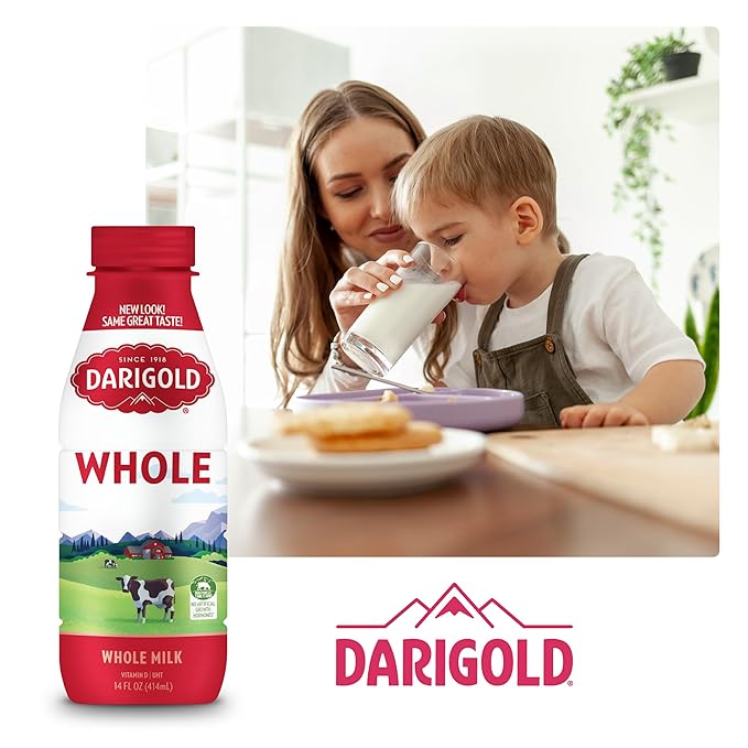 Darigold Shelf Stable Whole Milk with 12 Essential Nutrients, 15g Protein, rsBT Free - 14oz, 12 Pack (Whole)