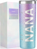 Onebttl Christian Grandma Gifts for Mother's Day, 20oz Purple & Blue Glitter Skinny Tumbler, Straw & Lid Included, Nana Gifts - Blessed Nana