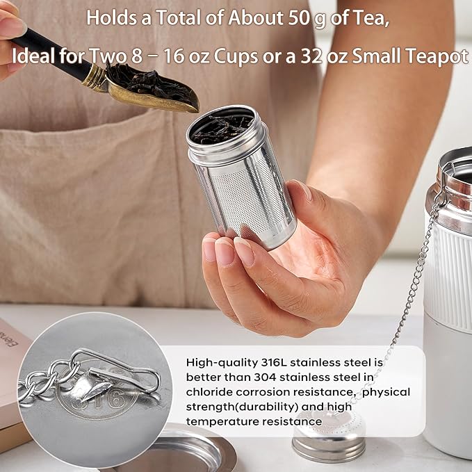 2 Pack Tea Infuser For Loose Leaf Tea, Extra Fine Mesh Tea Diffusers For Loose Tea, 316L Stainless Steel Tea Strainer, Reusable Tea Steeper For Coffee, Herbs, Fruit, Spices（3.4oz）