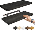 Sorbus Wood Floating Shelves for Wall - 24” Solid Wood Wall Shelves for Bathroom Decor, Books, Bedroom & Living Room - Set of 2 Black Wall Mounted Kitchen Shelves - Durable Solid Pine