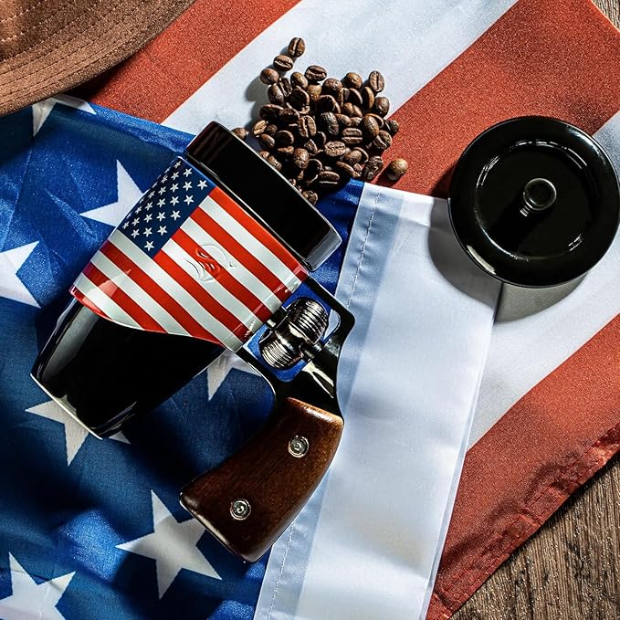 Pukomc Novelty Ceramic Coffee Mug, Birthday Gifts for Men and Women, fathers gifts, Coffee Mugs for Men (16OZ) (Black & Flag)