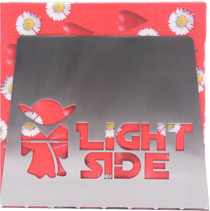 SILVER Dark Side Light Side Premium Stainless Steel Napkin Holder Stand for home kitchen dinner table theme party RV camper restaurant