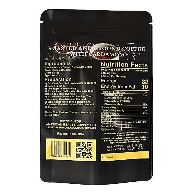 Canan Koska Cardamom Turkish Coffee - Premium Ground Coffee With Natural Cardamom Grounds, Medium Roast, Traditional Ottoman Recipe - 3.5oz (100g) - Pack Of 12