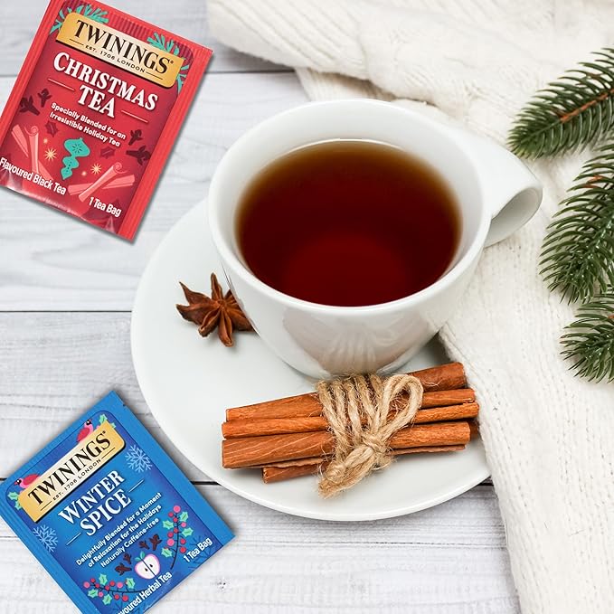 Twinings Christmas Holiday Variety Tea Bag Pack (20 Count), 4 Flavors Include Christmas Tea, Winter Spice, Gingerbread Joy, Peppermint Cheer, Seasonal Gift for Her, Him, Family, Friends