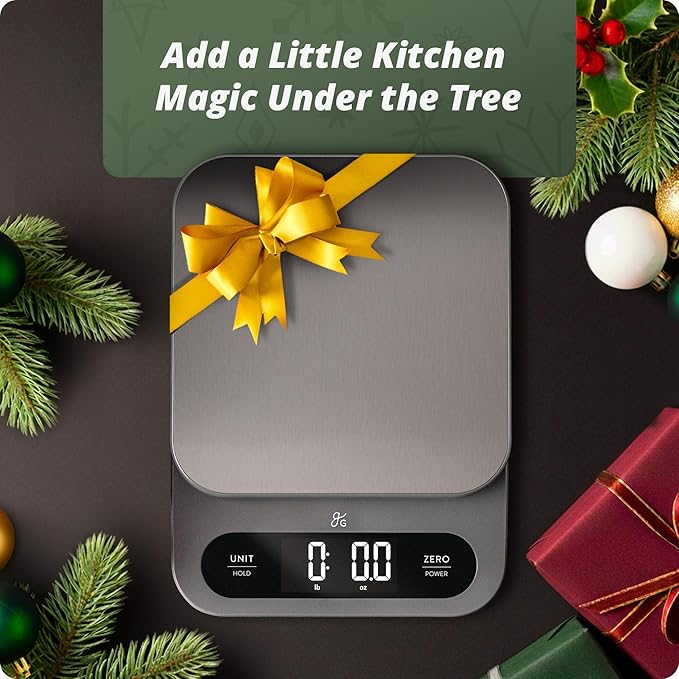 Greater Goods Digital Food Scale for Kitchen & Baking, 10kg/22lb High-Capacity Weight Scale with 1g Precision, Stainless Steel Platform, Hi-Def LCD, Ideal for Bread, Sourdough & Bulk Cooking