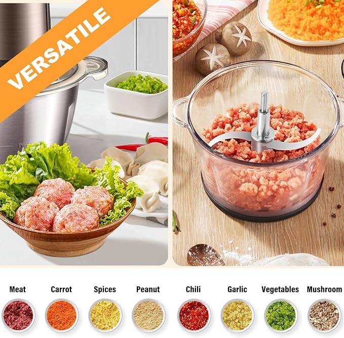 All Stainless Steel Food Processor Blade, Universal 8 Cup Plastic-Free Chopper Part Compatible with Ganiza, KOIOS, Syvio, Kitchen in the box, Homeasy and Most 8 Cup/2L Bowls