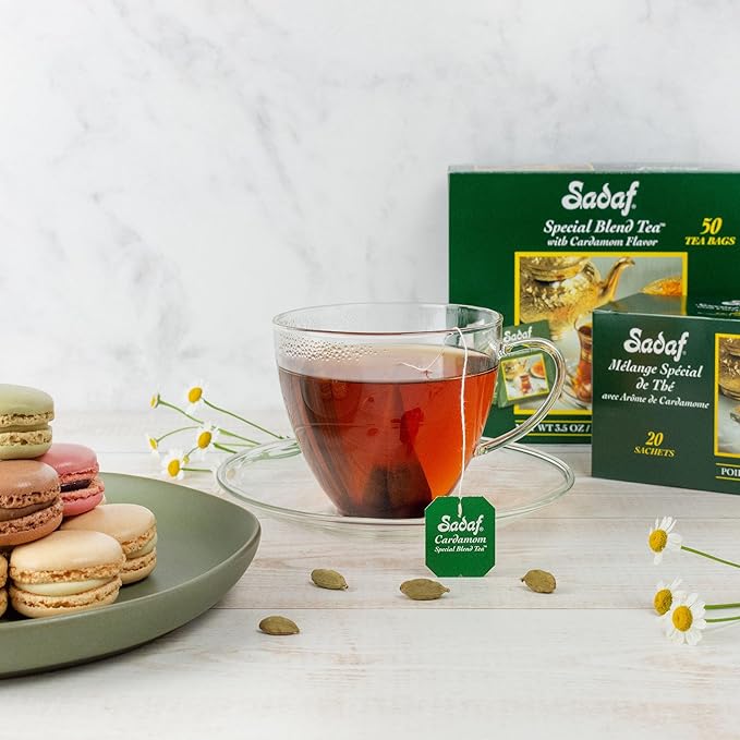 Sadaf Special Blend Tea with Cardamom - Loose Leaf Cardamom Tea - Ceylon Black Tea - Quicktea Product harvested in Sri Lanka - 8 Oz Box