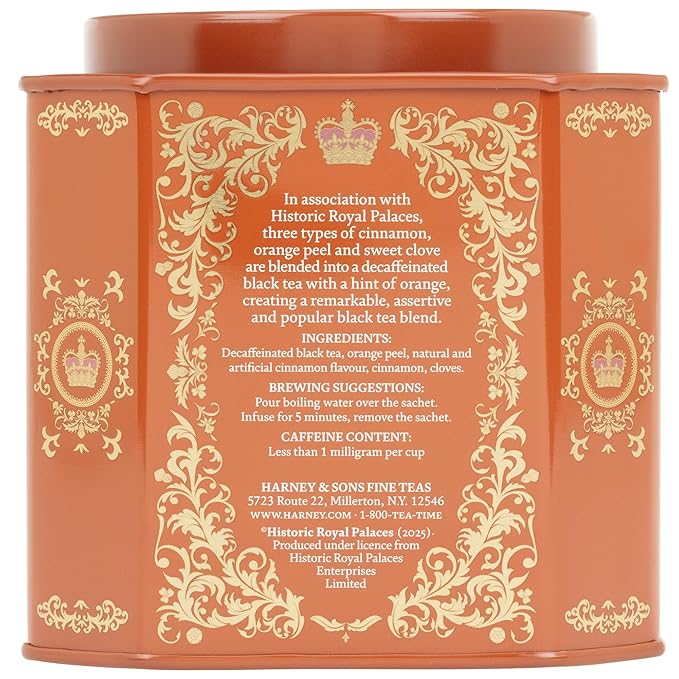 Harney and Sons Decaf Hot Cinnamon Spice 30 Sachet Tin (Tin Design May Vary)