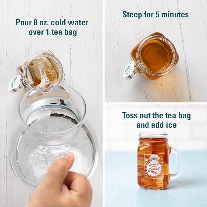Southern Breeze Cold Brew Sweet Tea Cranberry Iced Tea with Black Tea and Zero Carbs Zero Sugar, 20 Individually Wrapped Tea Bags