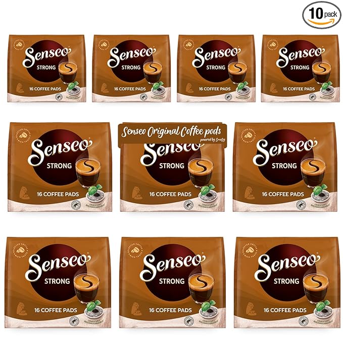 Senseo Dark Roast Coffee Pods for Coffee Makers, Strong, 160 Count (Pack of 10)