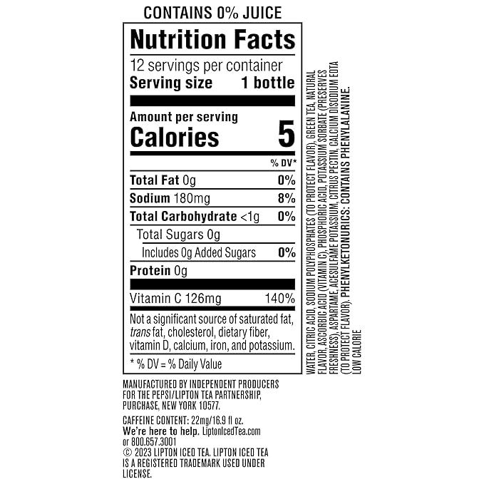 Lipton Diet Green Tea Citrus, 16.9 Fl Oz Bottles (Pack of 12)