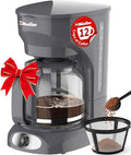 MUELLER HOME 12-Cup Drip Coffee Maker Perfect for Home or Office, Borosilicate Carafe, Auto-Off, Reusable Filter, Anti-Drip, Keep-Warm Function, Clear Water Level Window, Gray