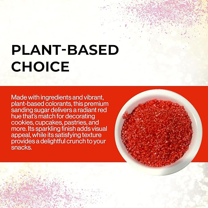 Ultimate Baker - Sanding Sugar, Red - Vibrant, Naturally Colored Baking & Decorating Sugar, Perfect for Sprinkling on Cakes, Desserts & Ice Cream, Medium Crystal - 16oz