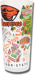 Catstudio Drinking Glass, Oregon State University Glass Cup for Kitchen, 15oz Dishwasher Safe Tumbler for OSU Alumni