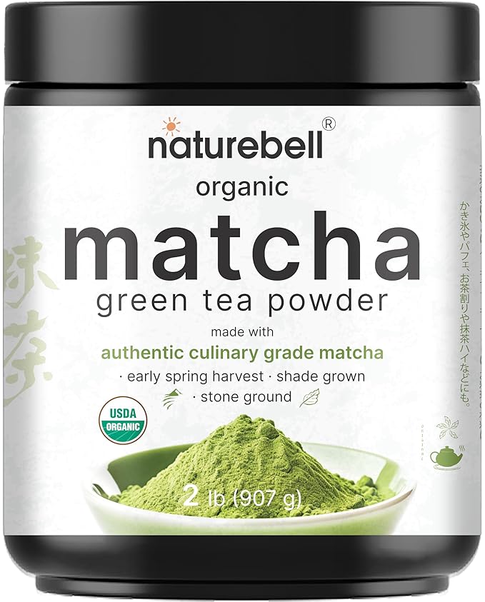 Organic Matcha Green Tea Powder, 2 Pounds | Unsweetened with Zero Sugar, Culinary Grade, Potent Early Harvest, Fine Stone Ground – Vegan, All Purpose, Great for Matcha Latte
