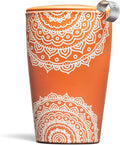 Tea Forte Double-Walled Ceramic Kati Cup, Removable Stainless Steel Infuser Basket and Lid, Steeps 12 oz Loose Leaf Tea, Dishwasher & Microwave Safe, Chakra