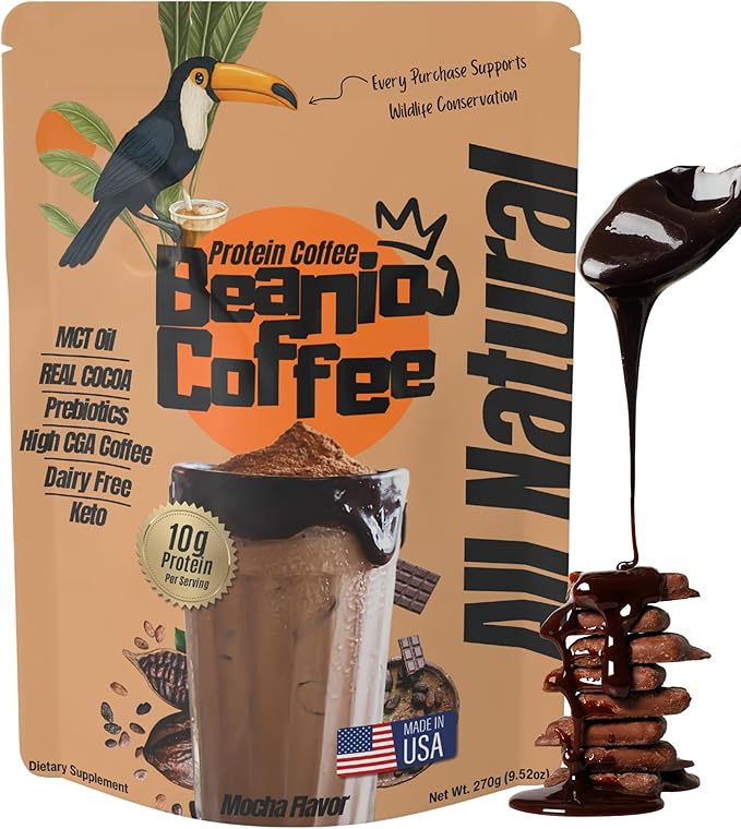 Mocha Protein Iced Coffee – Instant Collagen Coffee with High CGA for Energy & Focus – Sugar-Free, Dairy-Free, Lactose-Free, Keto & Fasting Friendly – 100mg Caffeine – 15 Servings