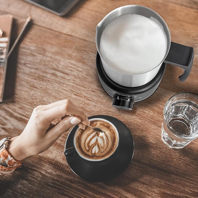 Milk Frother and Steamer, 500ml 4-in-1 Electric Foam Maker with Dial Control & LED Indicator, Hot & Cold Milk Frother, Non-Stick Stainless Steel, Silent, Easy to Clean, for Coffee, christmas gift