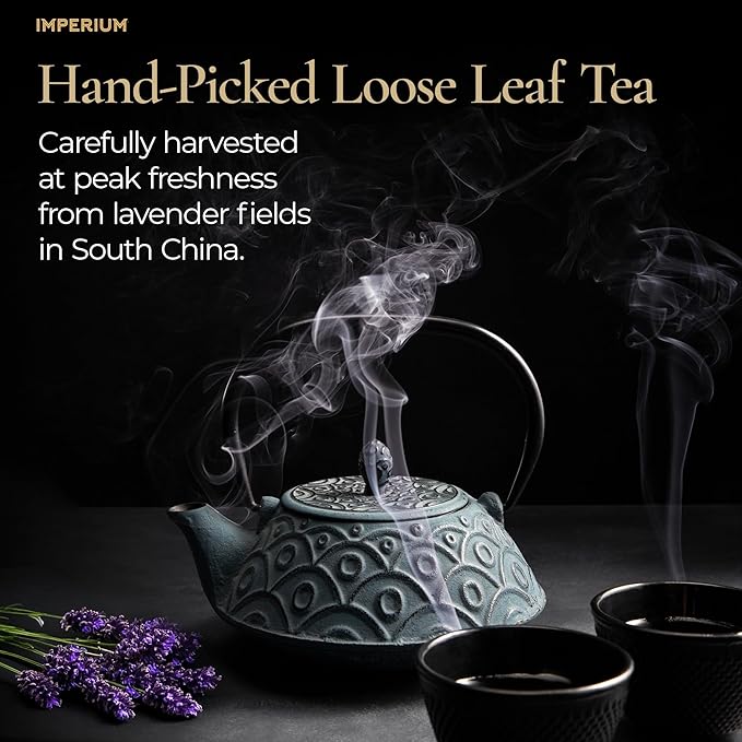Imperium Lavender Oolong Tea Loose Leaf (4oz), Hand-Picked Premium Oolong, Brews 100 Cups, Naturally Calming Beverage, Fragrant Floral Notes, Smooth Aroma, Delicate Sweetness and Long Relaxing Finish