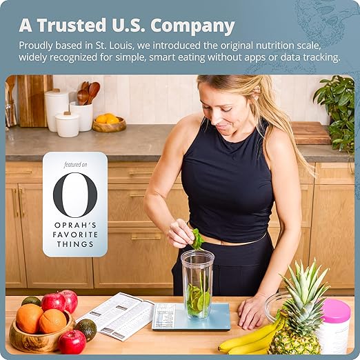 Greater Goods Digital Nutrition Scale – Accurate Macro and Calorie Tracking for Meal Prep, Weight Loss, and Healthy Eating | 2,000 Built-in Foods, Intuitive Nutrition Label Display, 11lb Cap, Blue