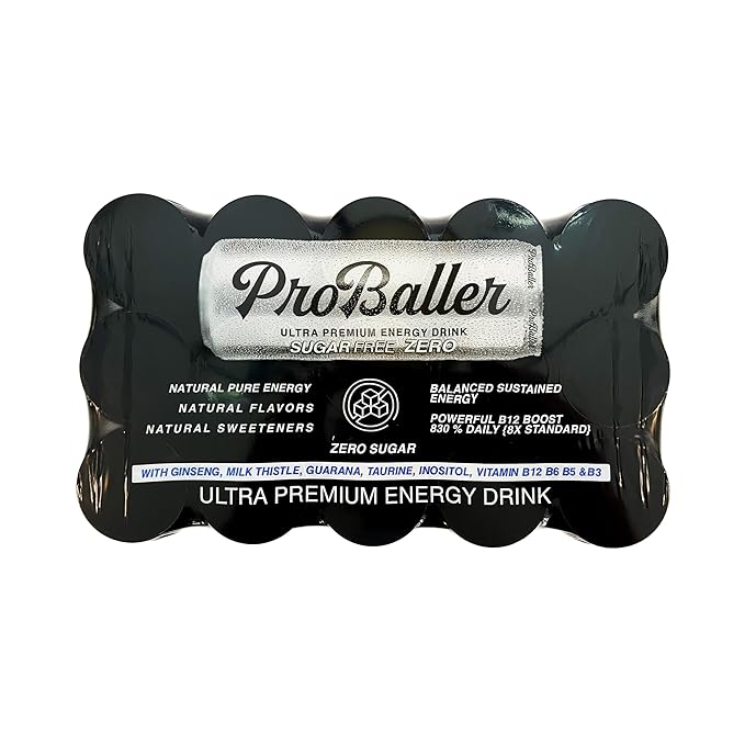 ProBaller Ultra Premium Zero Sugar Energy Drink - Natural & Clean NSF Certified Sport Drink with Amino Acids, Taurine, Biotin, Vitamin B 12 Methylcobalamin, & Electrolytes - 15 Pack - Citrus