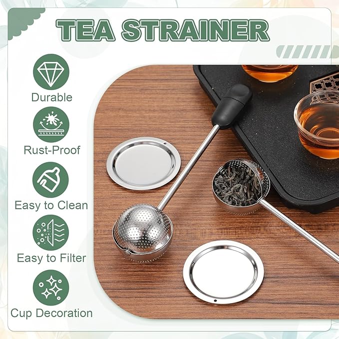 uxcell Tea Infuser for Loose Leaves, Stainless Steel Tea Infuser Filter with Round Plate, Twisting Handle Steeper Strainers for Cup and Teapot, Ball Shaped, Pink