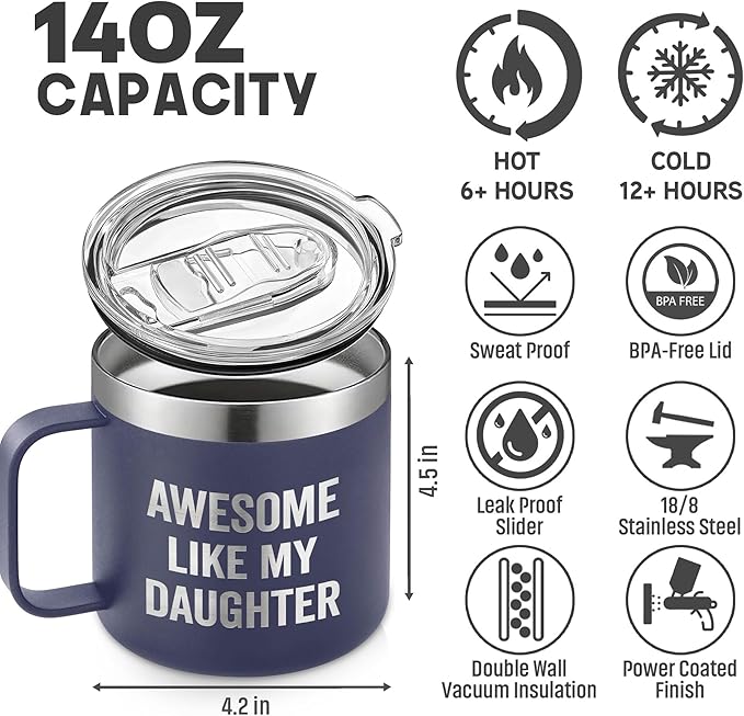 Christmas Gifts for Dad, Men - Gifts for Dad from Daughter, Son - Dads Birthday Gift Ideas, Happy Birthday gifts for Dads, Fathers - Best Dad Ever Gift, Present for dads - 14 Oz dad Mug