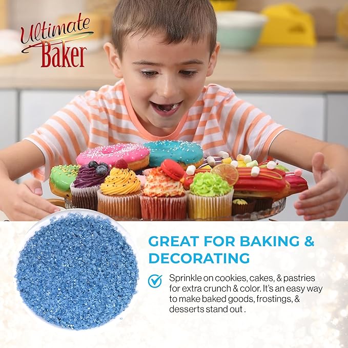 Ultimate Baker - Sanding Sugar, Sky Blue - Vibrant, Naturally Colored Baking & Decorating Sugar, Perfect for Sprinkling on Cakes, Desserts & Ice Cream, Medium Crystal - 16oz