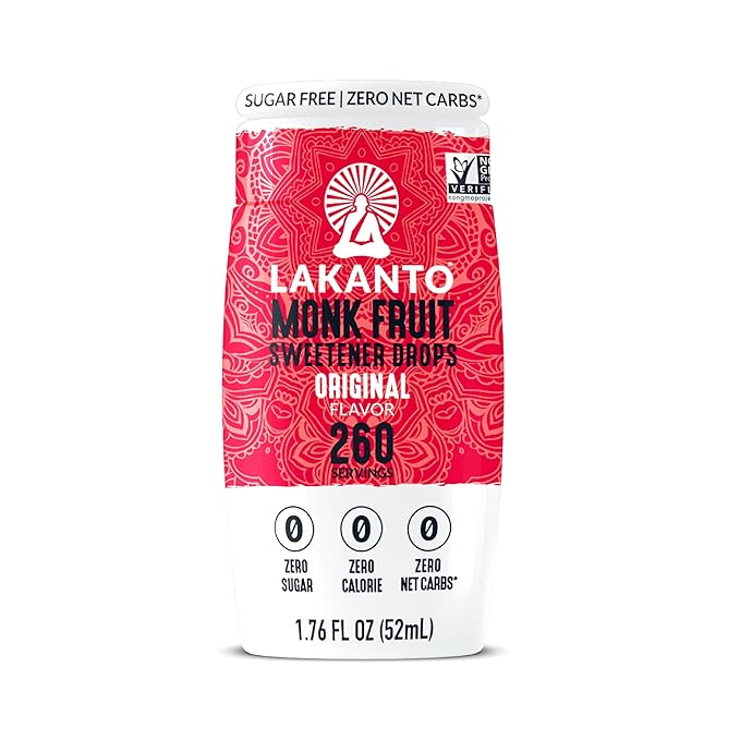Lakanto Liquid Monk Fruit Extract Drops, Original, - Erythritol Free Sugar Substitute Sweetener For Coffee, Tea, Smoothies, Oatmeal, Yogurt, Cocktails, Sugar Free, Vegan, Keto, Zero Sugar (1.76 Fl Oz)