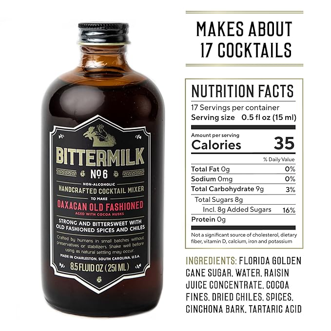 Bittermilk No.6 Oaxacan Old Fashioned Mix – Old Fashioned Syrup - All Natural Handcrafted Cocktail Mixer – Makes 17 Drinks