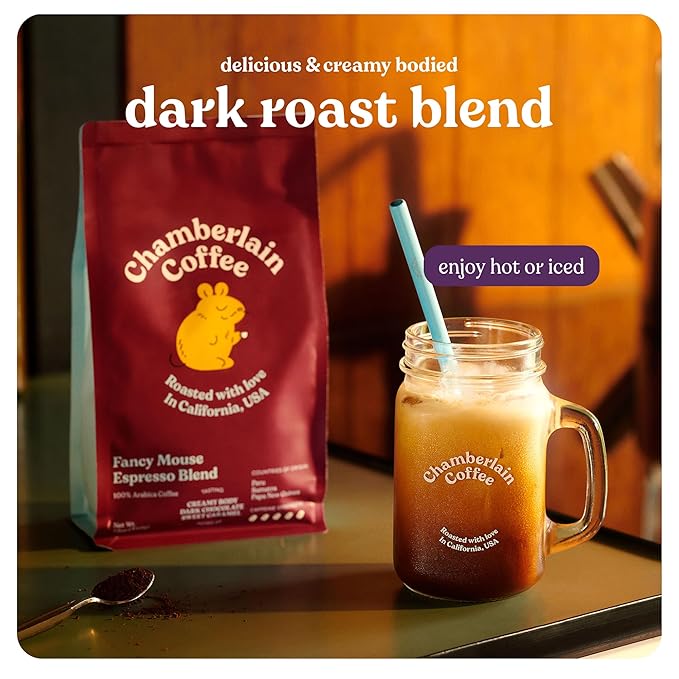 Chamberlain Coffee Fancy Mouse Espresso Blend - Extra Bold, Dark Roast, Organic Coffee, Whole Bean, 10 oz