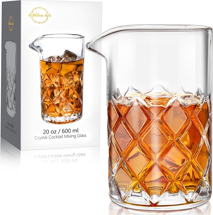 LIGHTEN LIFE Cocktail Glass, 20 oz Crystal Mixing Beaker, Old Fashioned Bar Stirring Glass