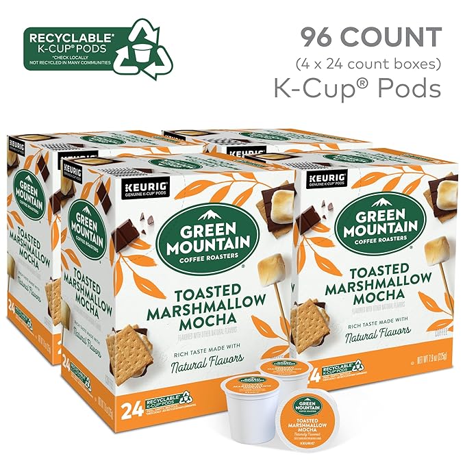 Green Mountain Coffee Roasters Toasted Marshmallow Mocha Keurig Single-Serve K-Cup Pods, Light Roast Coffee, 96 Count (4 Packs of 24)